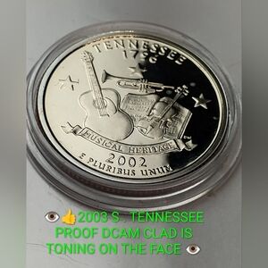 ‼️ TENNESSEE STATE QUARTER 2002 PROOF IS TONING CLAD VINTAGE 👁️
